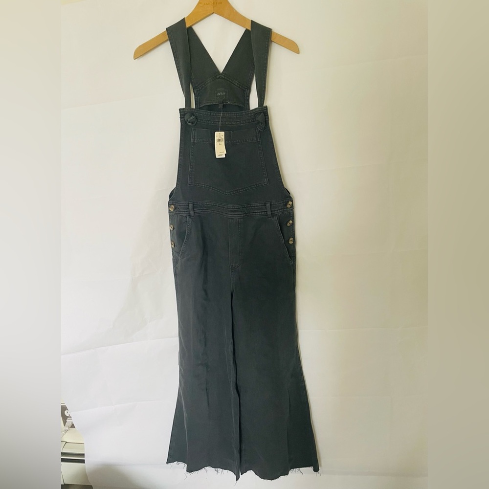 NWT $84 Aerie sz M - Wide Leg Overalls Smoked Grey - Picture 4 of 12